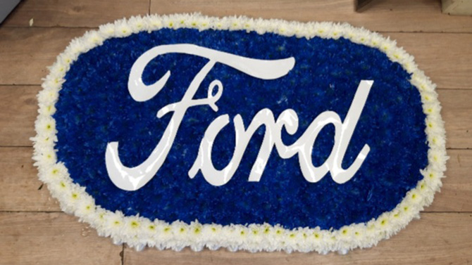Car logo funeral flowers Bristol florist CARLOGO