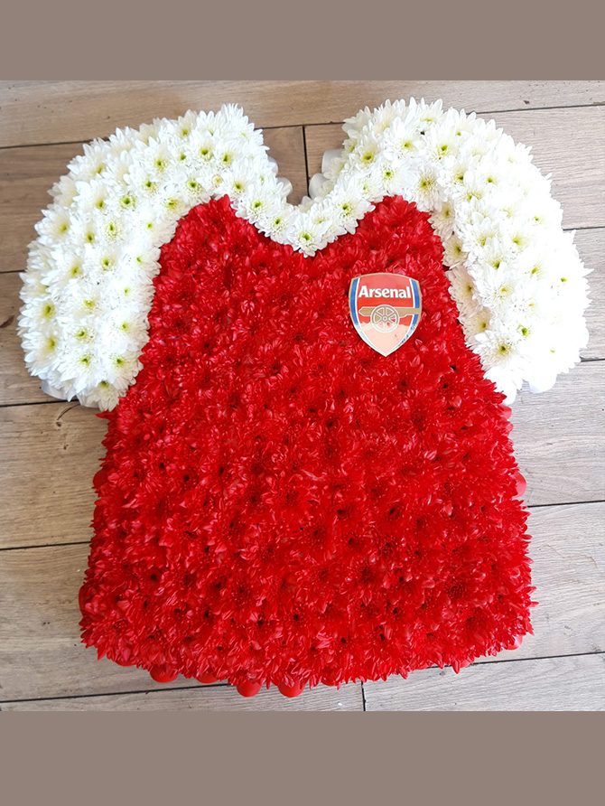 Football shirt funeral tribute flowers florist Bristol SHIRT